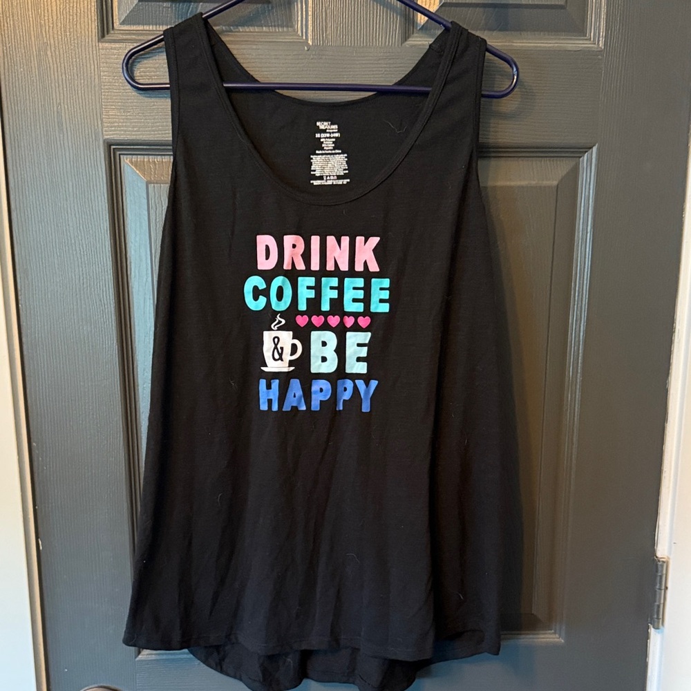 Secret Treasures Black Tank Top with Colorful Graphic